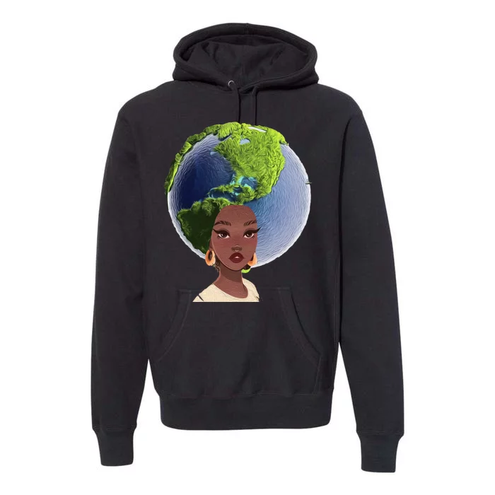 African American Afro World Earth Premium Hoodie