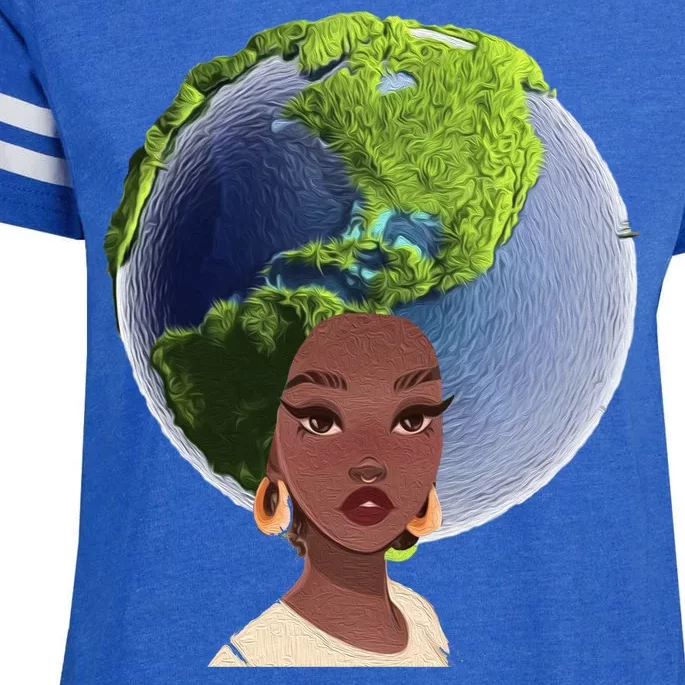 African American Afro World Earth Enza Ladies Jersey Football T-Shirt