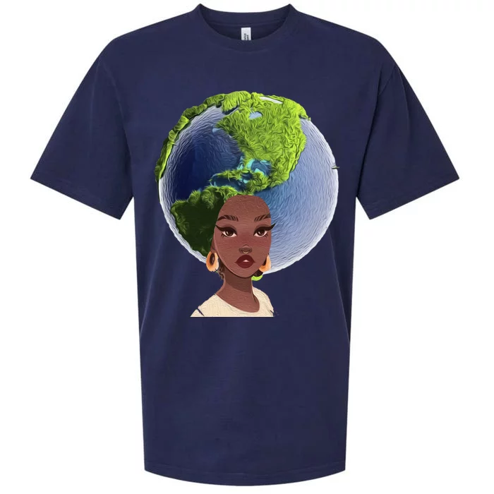 African American Afro World Earth Sueded Cloud Jersey T-Shirt