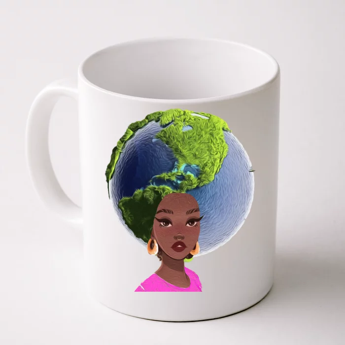 African American Afro World Earth Front & Back Coffee Mug