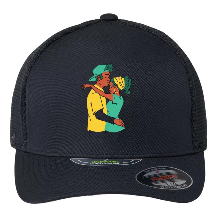 African American Couple Flexfit Unipanel Trucker Cap