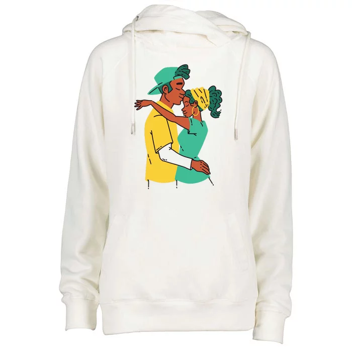 African American Couple Womens Funnel Neck Pullover Hood