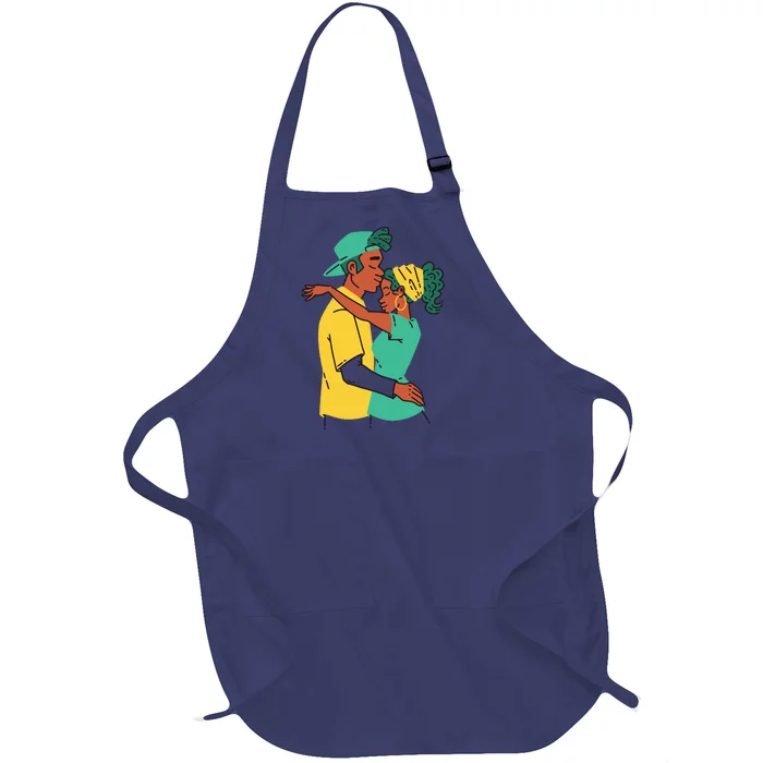 African American Couple Full-Length Apron With Pocket