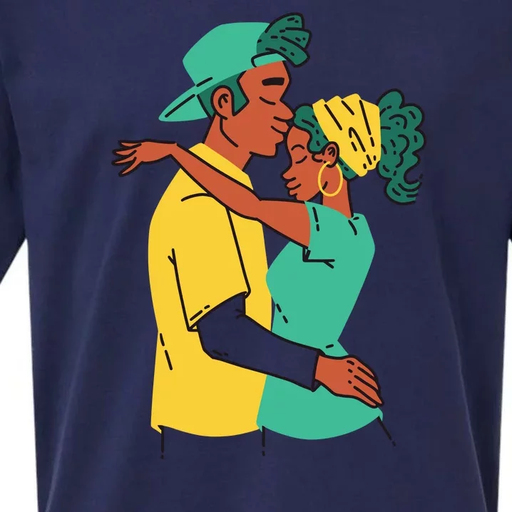 African American Couple Sueded Cloud Jersey T-Shirt