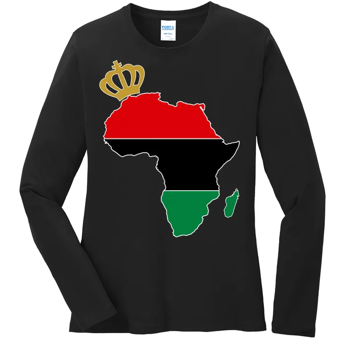 African American Pride Crown Ladies Long Sleeve Shirt