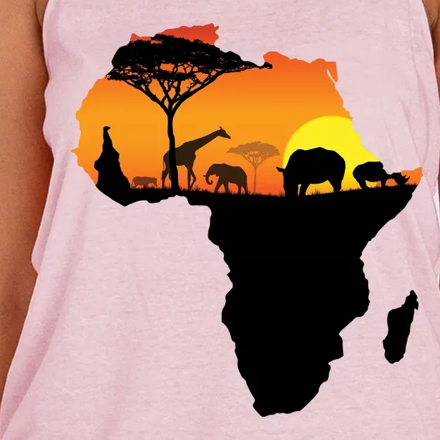 African Animals Women's Knotted Racerback Tank