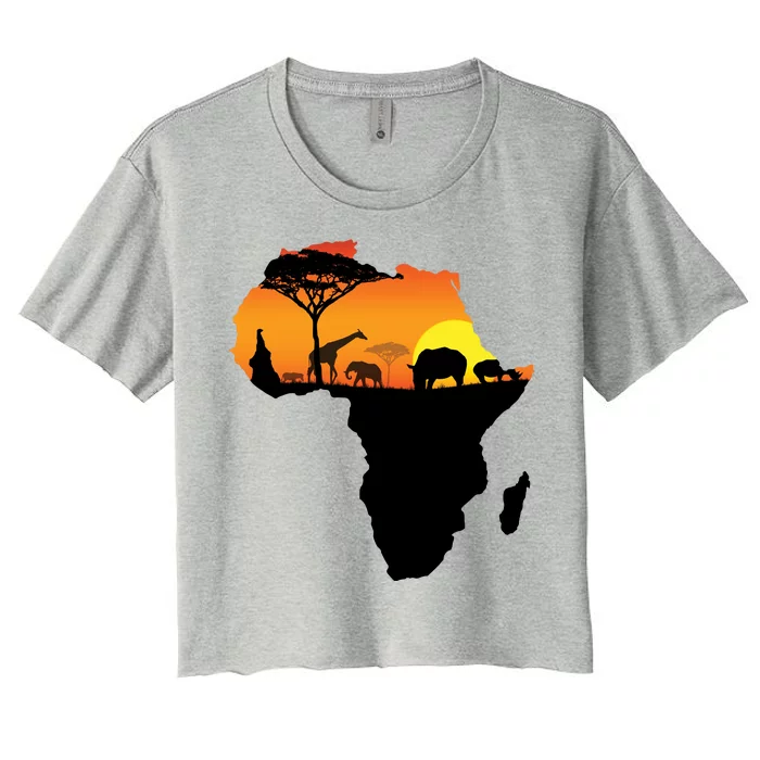 African Animals Women's Crop Top Tee