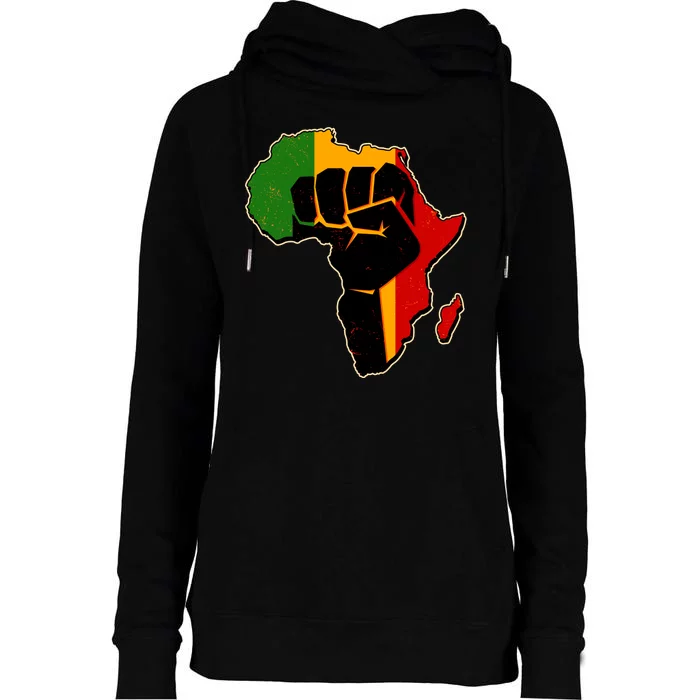 African Black Power Fist Womens Funnel Neck Pullover Hood