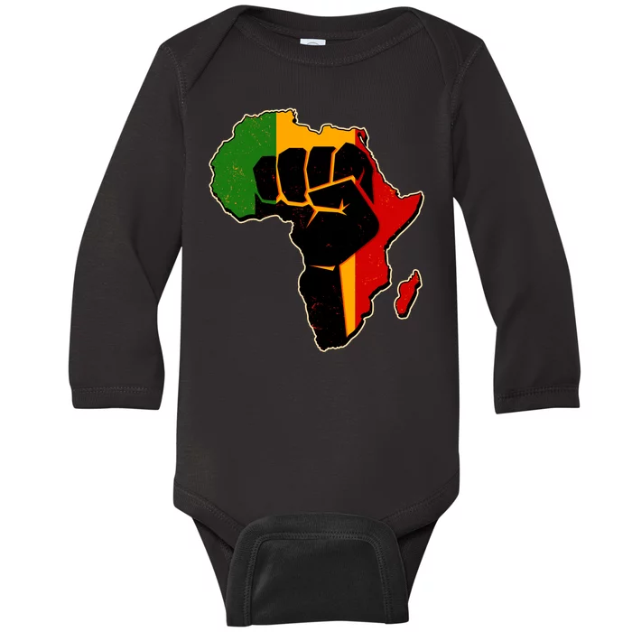 African Black Power Fist Baby Long Sleeve Bodysuit