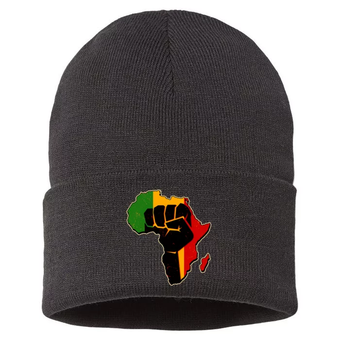 African Black Power Fist Sustainable Knit Beanie