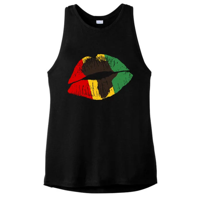 African Colors Lipstick Print Ladies Tri-Blend Wicking Tank