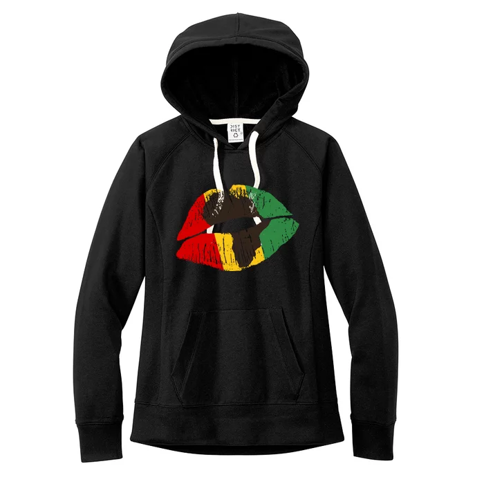 African Colors Lipstick Print Women's Fleece Hoodie