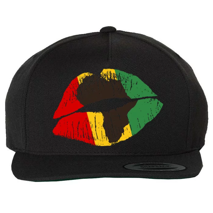 African Colors Lipstick Print Wool Snapback Cap