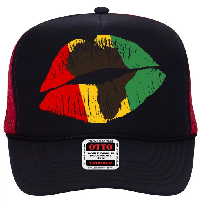 African Colors Lipstick Print High Crown Mesh Trucker Hat