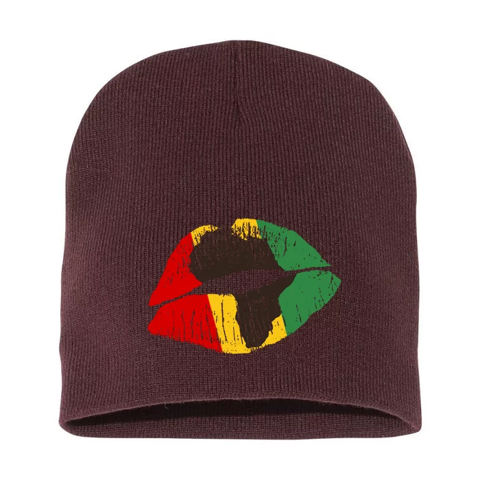 African Colors Lipstick Print Short Acrylic Beanie