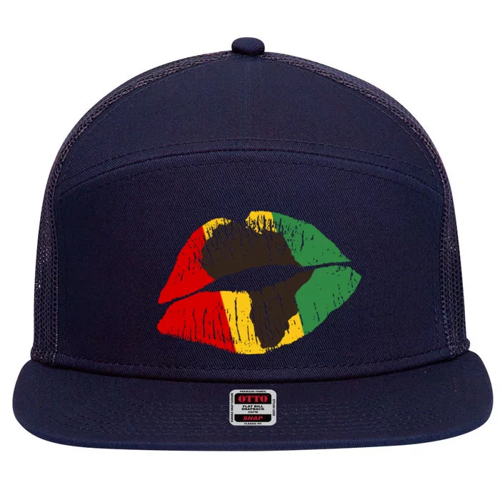 African Colors Lipstick Print 7 Panel Mesh Trucker Snapback Hat