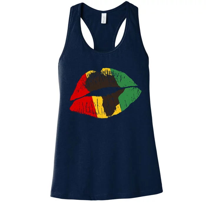 African Colors Lipstick Print Women's Racerback Tank