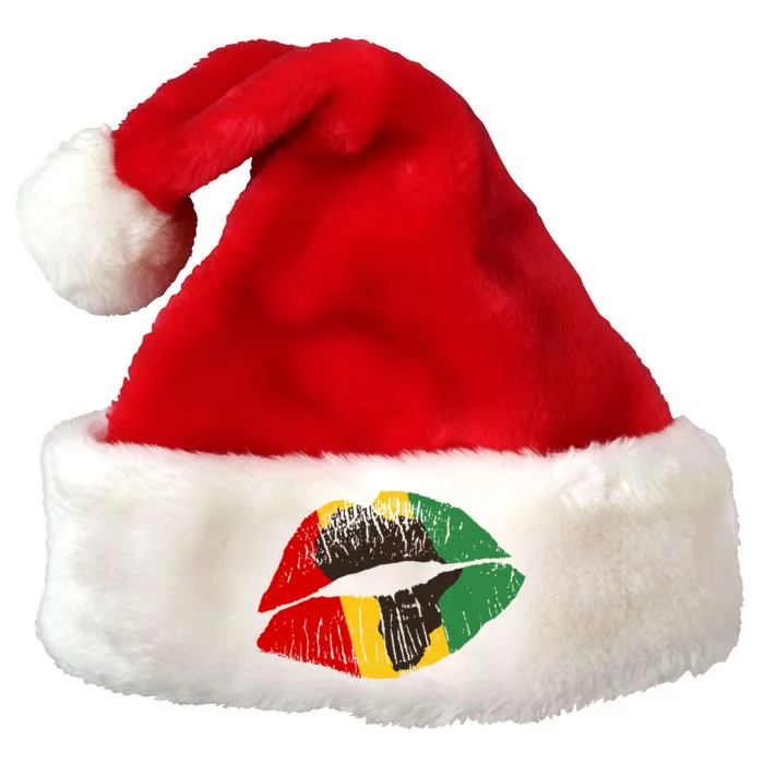 African Colors Lipstick Print Premium Christmas Santa Hat