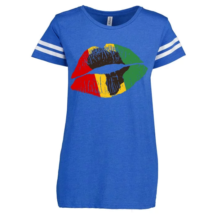 African Colors Lipstick Print Enza Ladies Jersey Football T-Shirt