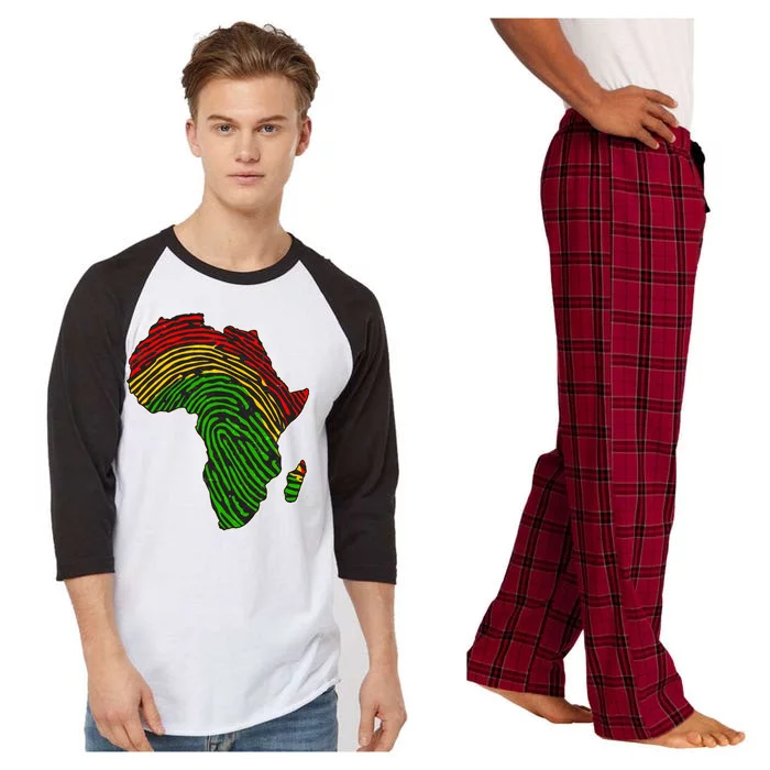 African Flag Colors Fingerprint Raglan Sleeve Pajama Set