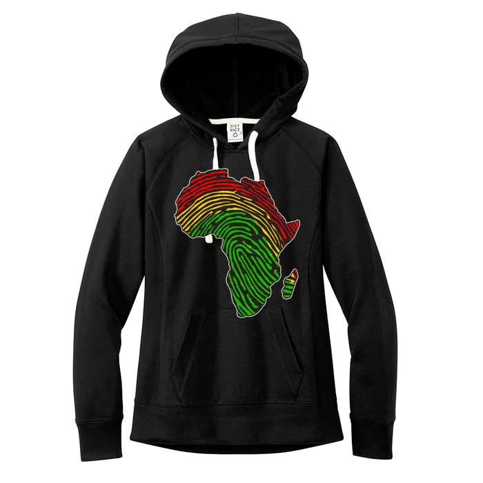 African Flag Colors Fingerprint Women's Fleece Hoodie