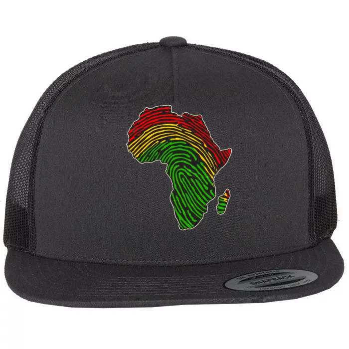 African Flag Colors Fingerprint Flat Bill Trucker Hat