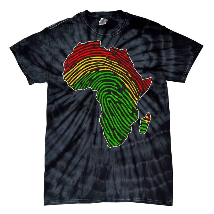 African Flag Colors Fingerprint Tie-Dye T-Shirt