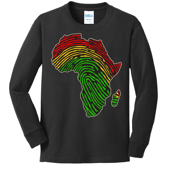 African Flag Colors Fingerprint Kids Long Sleeve Shirt