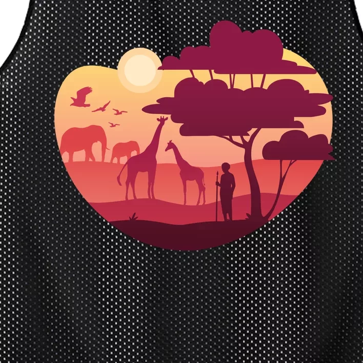 African Landscape Mesh Reversible Basketball Jersey Tank