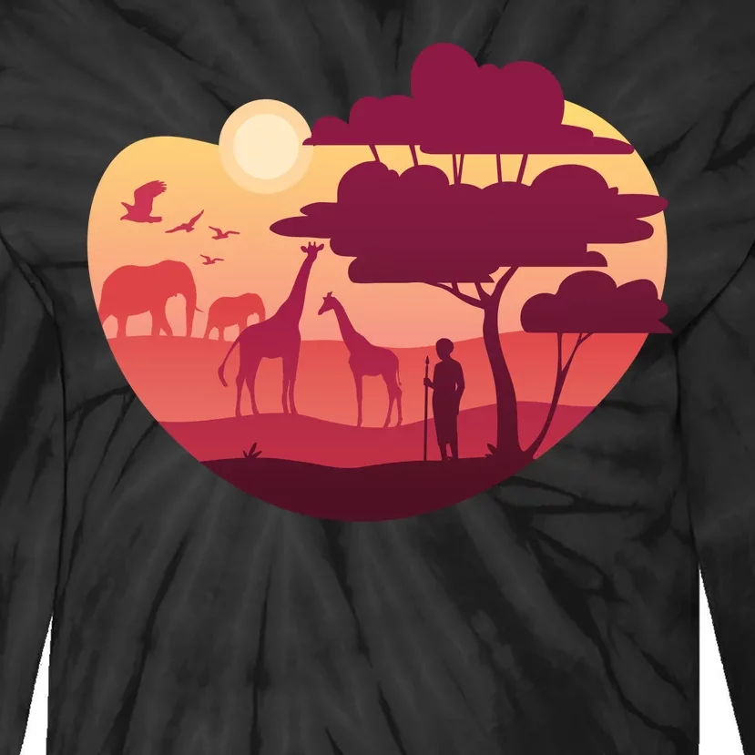 African Landscape Tie-Dye Long Sleeve Shirt