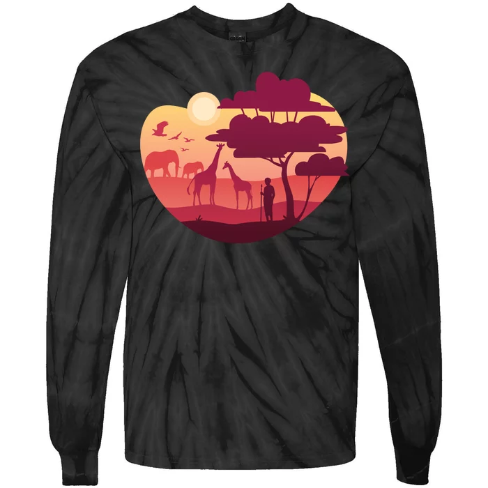 African Landscape Tie-Dye Long Sleeve Shirt