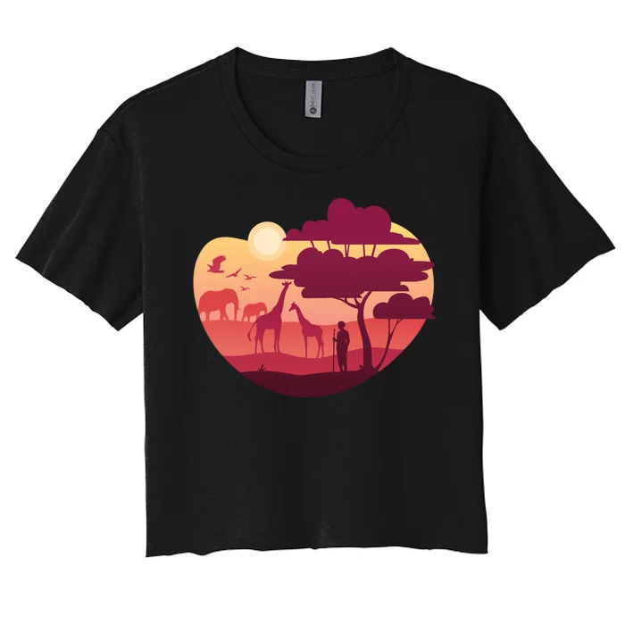 African Landscape Women's Crop Top Tee