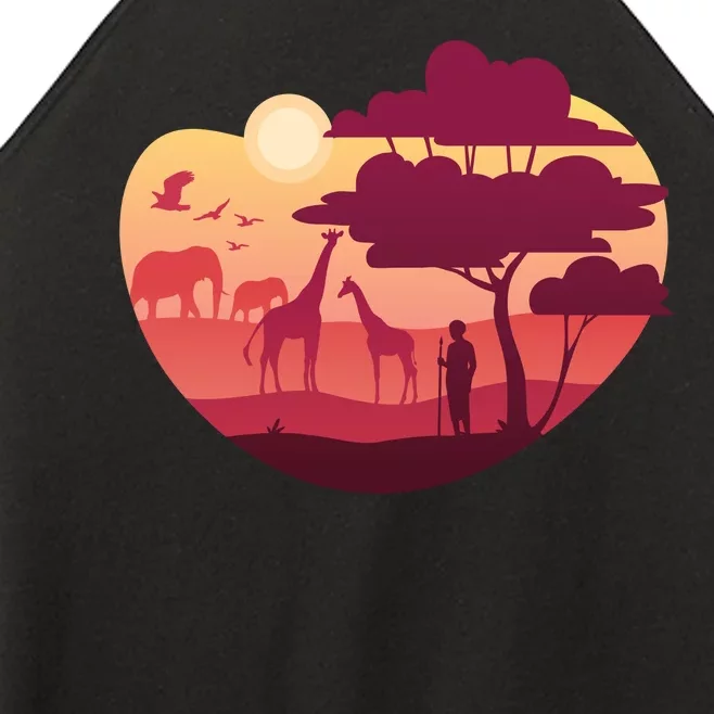 African Landscape Women’s Perfect Tri Rocker Tank