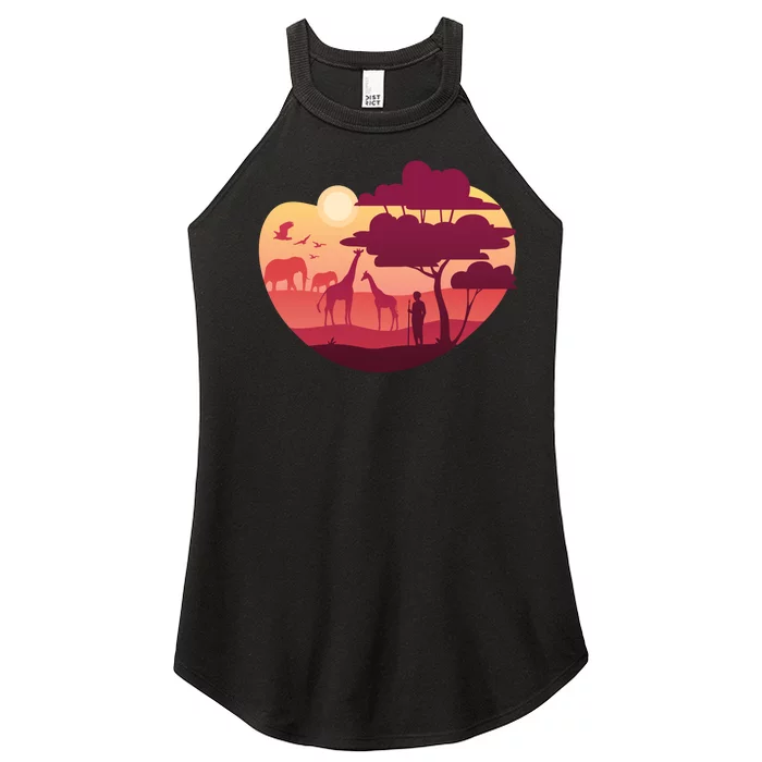 African Landscape Women’s Perfect Tri Rocker Tank