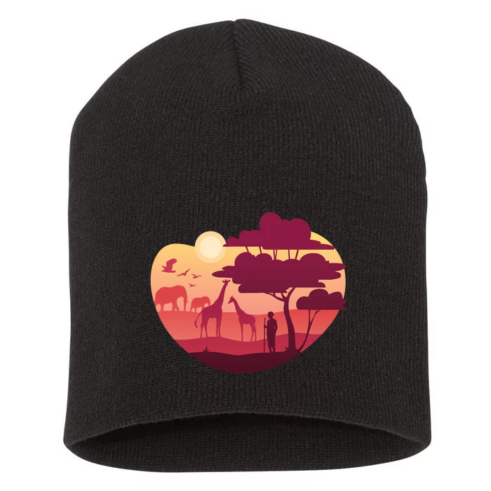 African Landscape Short Acrylic Beanie