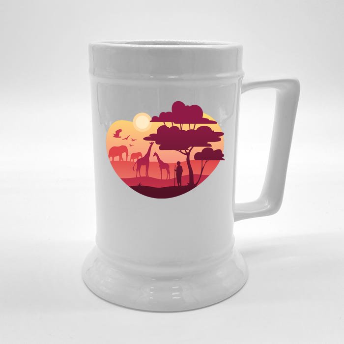 African Landscape Front & Back Beer Stein