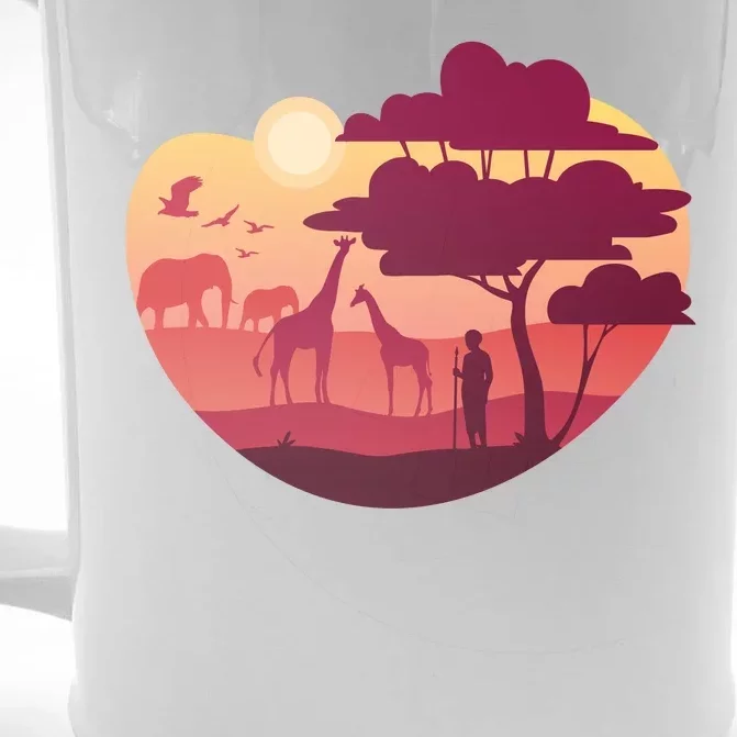 African Landscape Front & Back Beer Stein