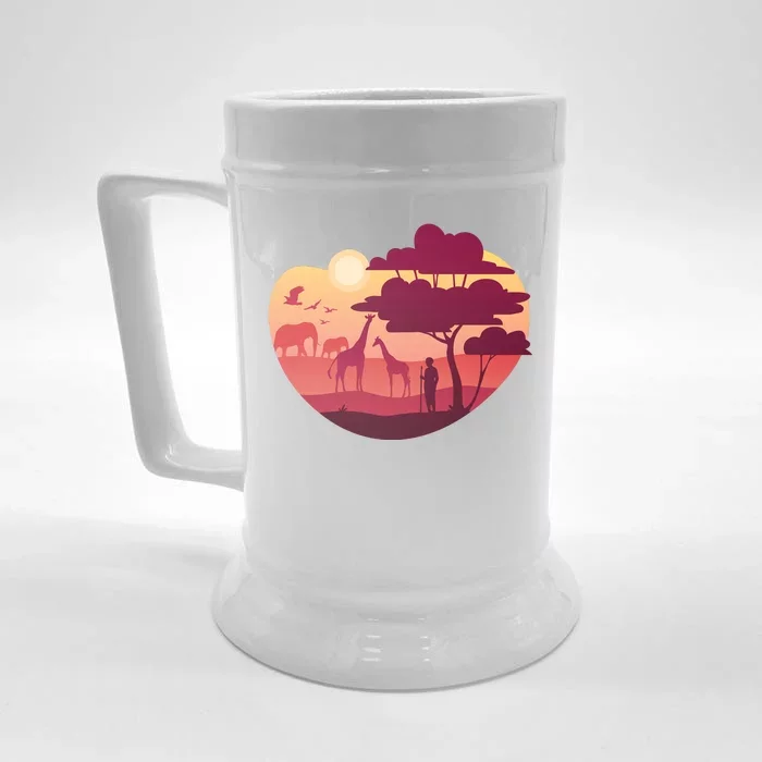 African Landscape Front & Back Beer Stein