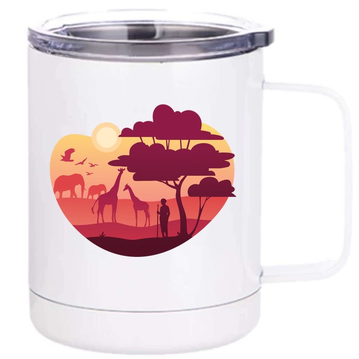 African Landscape Front & Back 12oz Stainless Steel Tumbler Cup