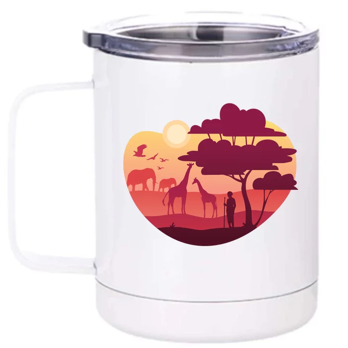 African Landscape Front & Back 12oz Stainless Steel Tumbler Cup