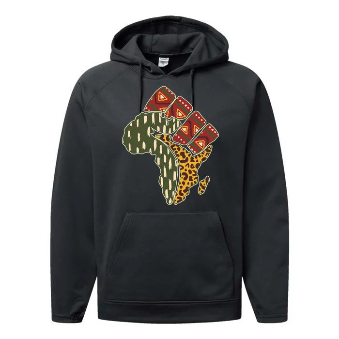 African Patterns Protest Fist Performance Fleece Hoodie