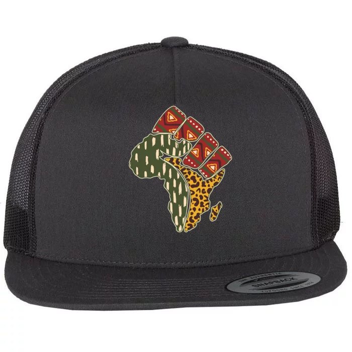 African Patterns Protest Fist Flat Bill Trucker Hat