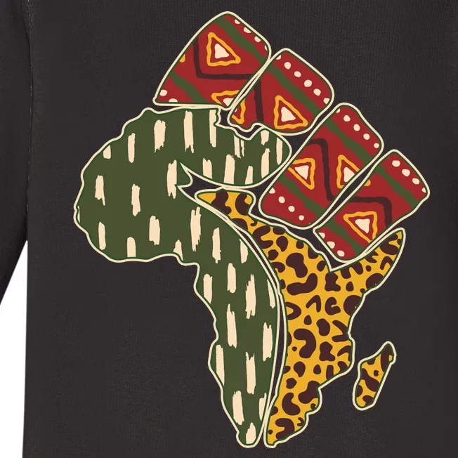 African Patterns Protest Fist Baby Long Sleeve Bodysuit