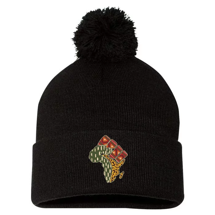 African Patterns Protest Fist Pom Pom 12in Knit Beanie