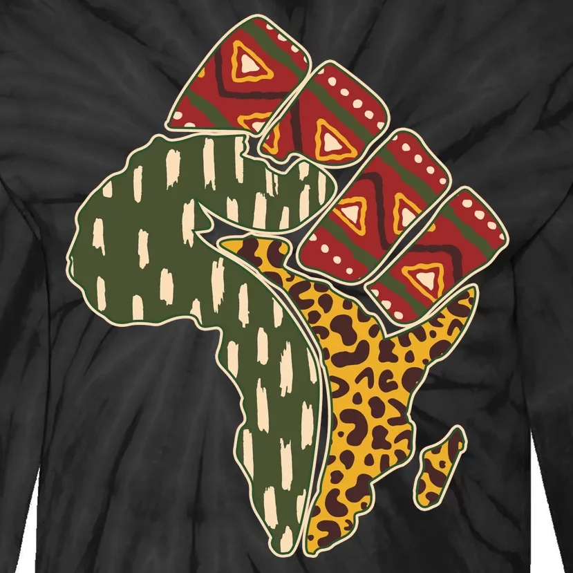 African Patterns Protest Fist Tie-Dye Long Sleeve Shirt