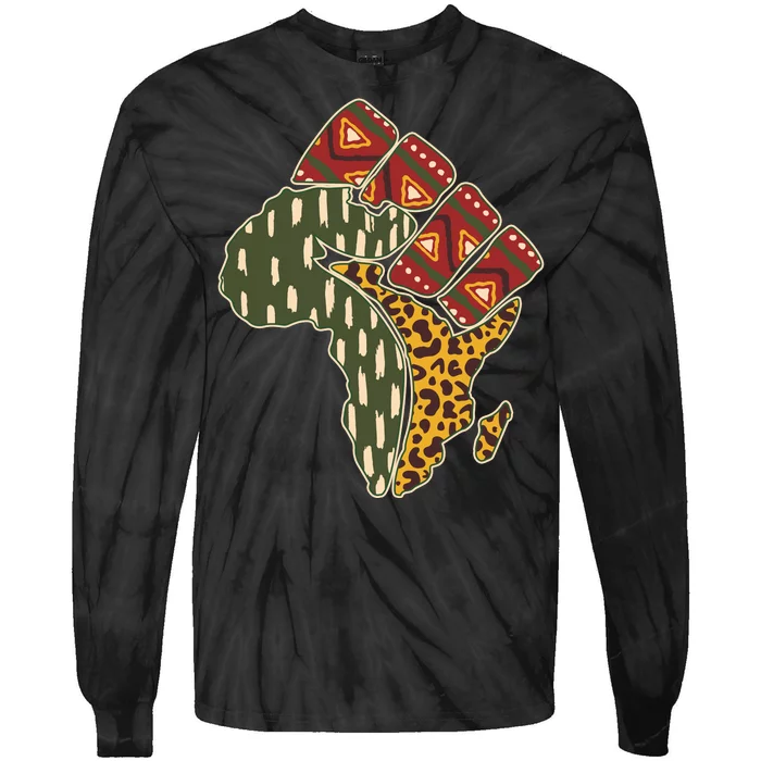 African Patterns Protest Fist Tie-Dye Long Sleeve Shirt