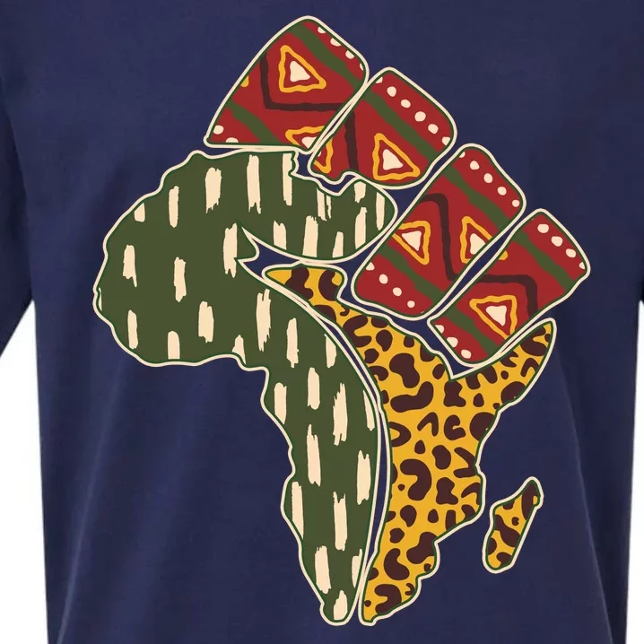 African Patterns Protest Fist Sueded Cloud Jersey T-Shirt