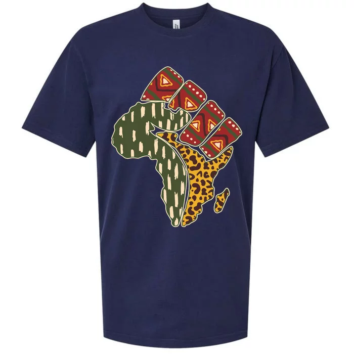 African Patterns Protest Fist Sueded Cloud Jersey T-Shirt