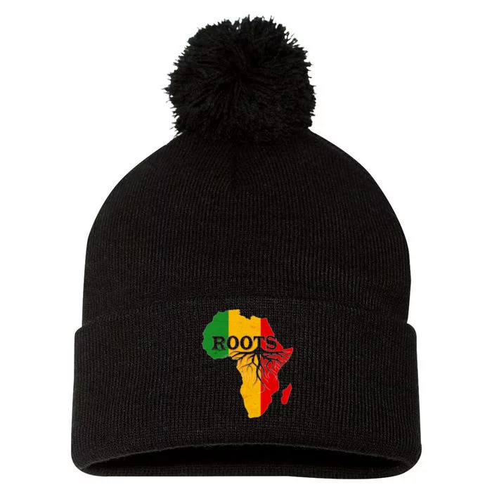 African Roots Black History Month Pom Pom 12in Knit Beanie