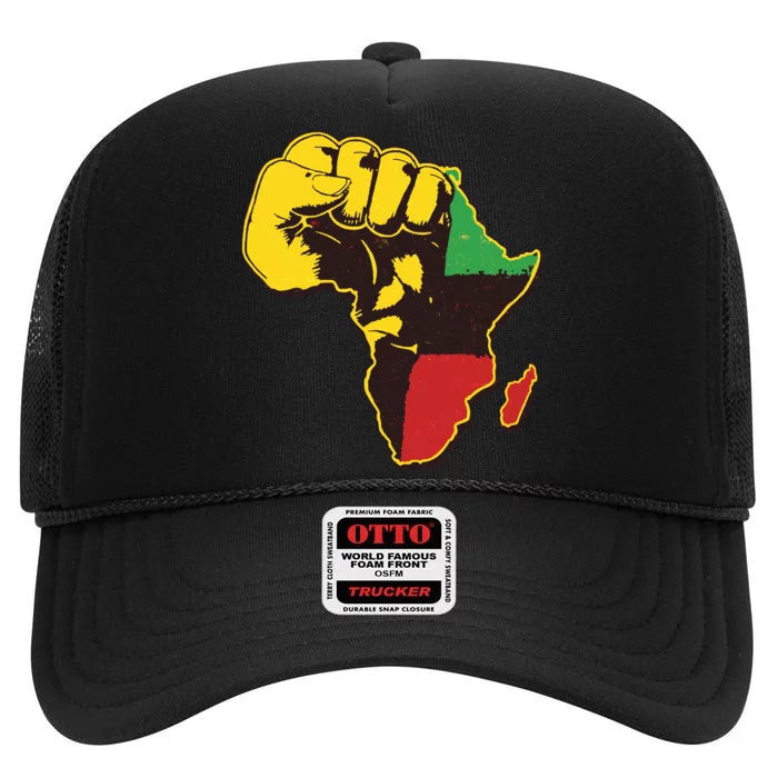 African Traditional Colors Protest Fist High Crown Mesh Trucker Hat